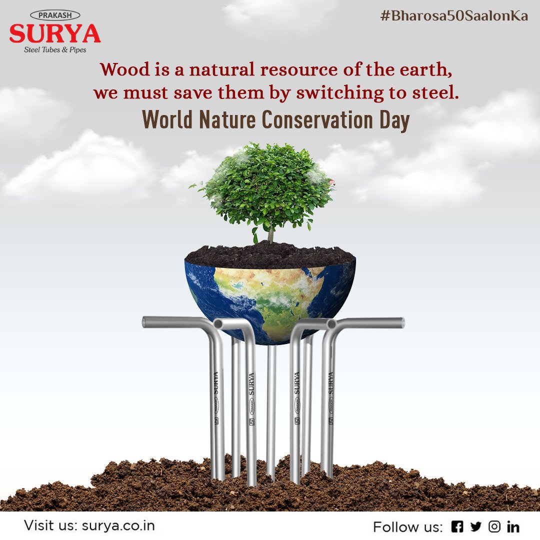 SuryaPipes's tweet photo. Are you ready to take that step for your planet? Choose Eco-Friendly and Conserve Nature.
#PrakashSurya #PrakashSuryaPipes
#Nature #NatureConservationDay #WorldNatureConservationDay2022 #SteelIsGreen #Steel #SaveTrees #SaveEarth #GIPipes #ERWPipes #HollowSection #SteelPipes https://t.co/5uQQqrXYyn