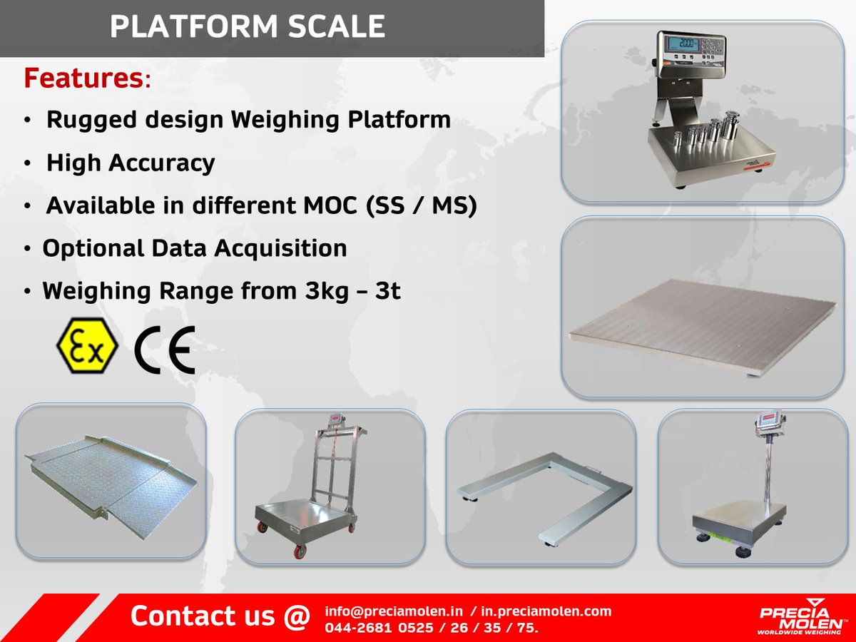 Precia Molen Offers 'HIGH ACCURACY WEIGHING SCALE' for both safe & hazardous area.

#preciamolen #weighingindustry #weighingsolutions #platformscale #highaccuracy