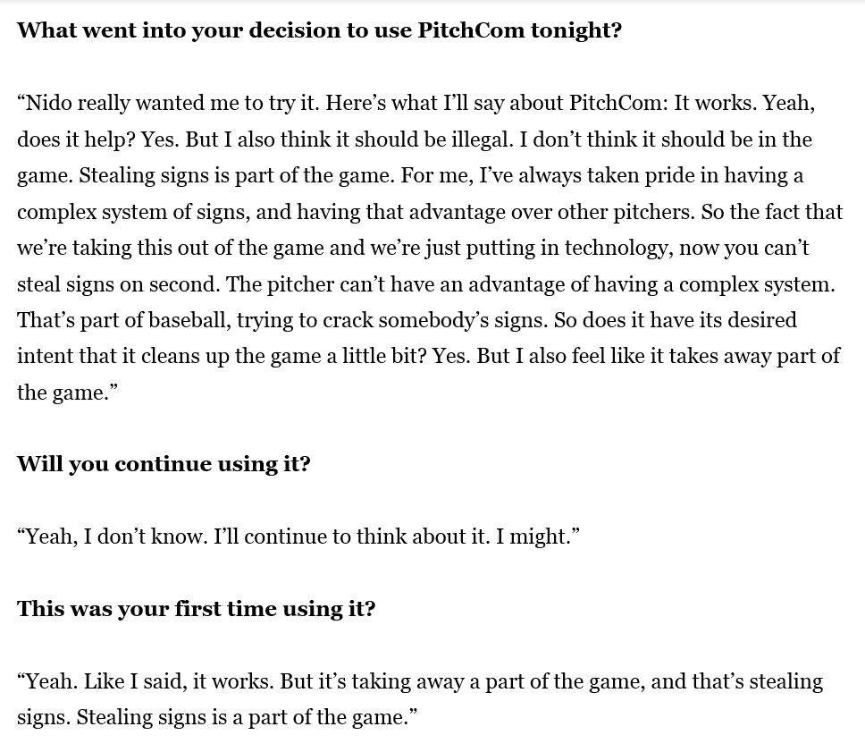 AnthonyDiComo's tweet photo. Tomás Nido encouraged Max Scherzer to use the PitchCom sign transmission technology for the first time tonight, due to a recent cross-up between the two. Asked about the system afterward, Scherzer had some interesting comments: https://t.co/ycDsJBUv3h