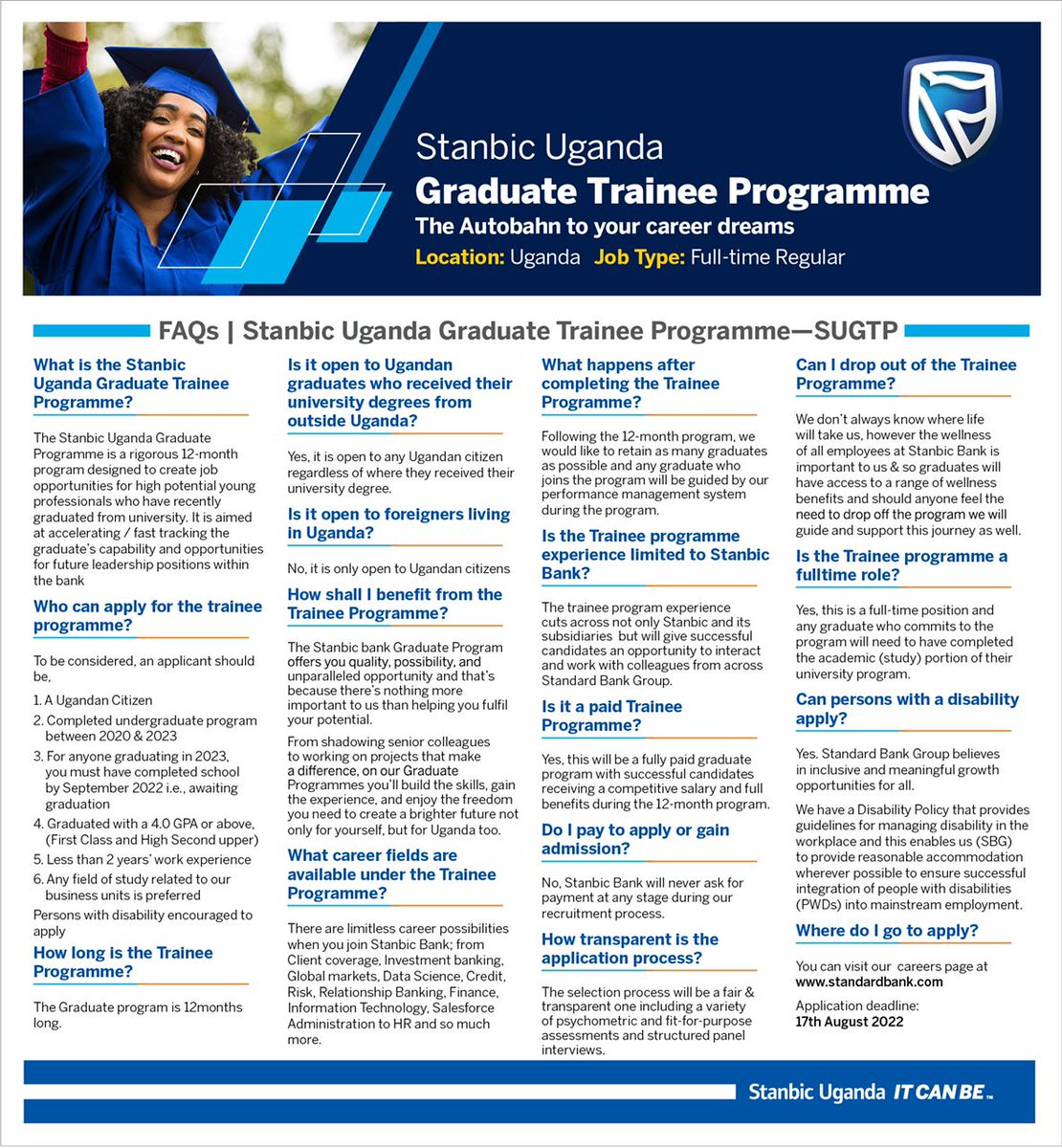 FrancismugenyiE's tweet image. I must graduate 🥰
There's this opportunity that has been launched by Stanbic Bank.
#GraduateTraineeProgram
I Love my bank @stanbicug