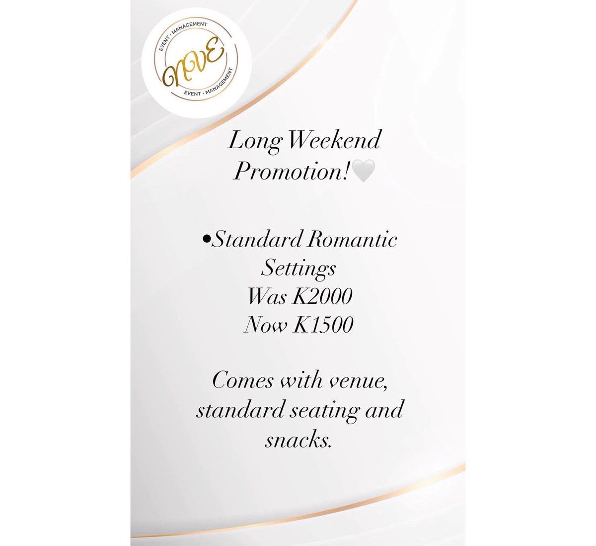 nve_events's tweet photo. Promo Time! 
Contact us for your long weekend activities 🤍 https://t.co/B0UEfkAtwT