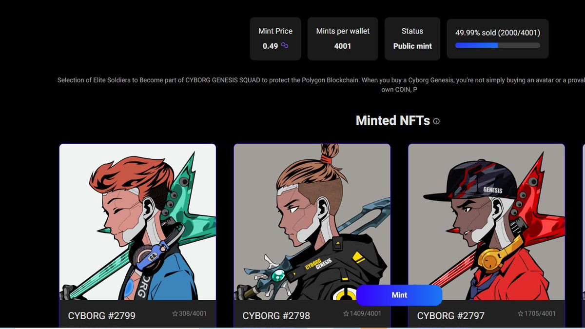 FreshDogz NFT (@freshdogz) on Twitter photo 🎁2000 MINTED NFT CELEBRATION GIVEAWAY🎁
Prize
🏆 10 $ in matic
🏆1 NFT (newly minted cyborg )
1⃣Follow
<a href="/FreshDogz/">FreshDogz NFT</a>
&
<a href="/CyborgGenesis_/">CYBORG-GENESIS</a>
2⃣RT🔄 & like ❤️
3⃣ check out 👇
launchmynft.io/collections/0x…
Ends ~48 hours ⚡
⏰ #NFT #NFTCommunity #NFTGiveaways #Giveaways 🎁2000 MINTED NFT CELEBRATION GIVEAWAY🎁
Prize
🏆 10 $ in matic
🏆1 NFT (newly minted cyborg )
1⃣Follow
<a href="/FreshDogz/">FreshDogz NFT</a>
&
<a href="/CyborgGenesis_/">CYBORG-GENESIS</a>
2⃣RT🔄 & like ❤️
3⃣ check out 👇
launchmynft.io/collections/0x…
Ends ~48 hours ⚡
⏰ #NFT #NFTCommunity #NFTGiveaways #Giveaways