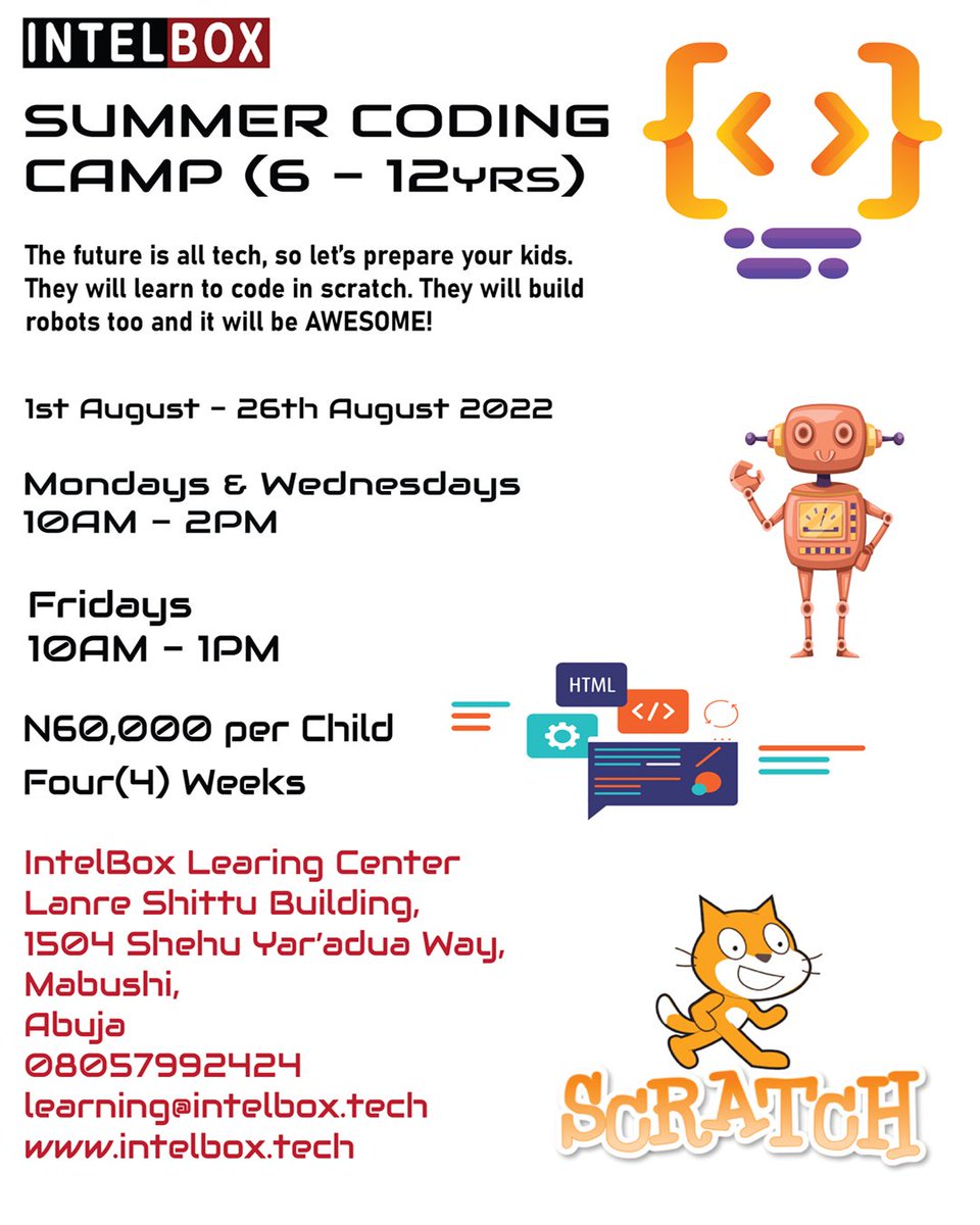 flawal99's tweet image. What are are your kids and Teens doing this Summer? We have limited slot for people who will literally build the future! Contact us now to register. @intelboxng
#Intelbox #youngengineersclub #abujaschools
