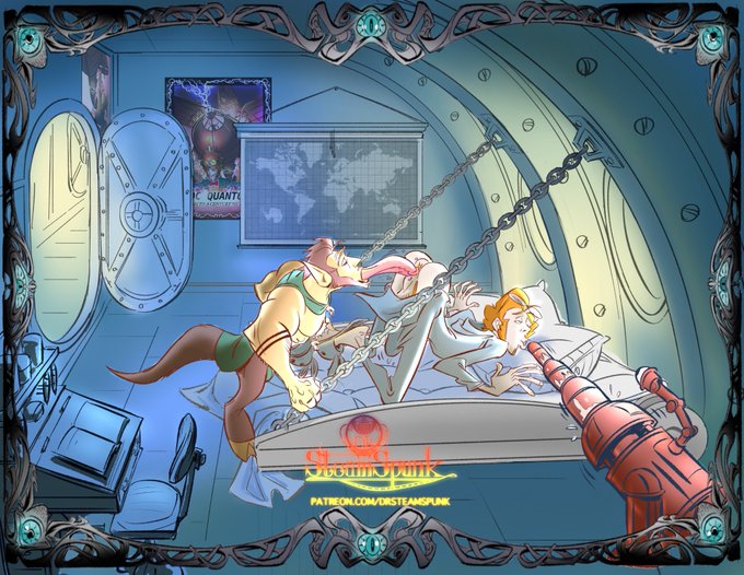 Here's a scene I rough animated months ago.  I cleaned up a frame for a very special patron.  If you