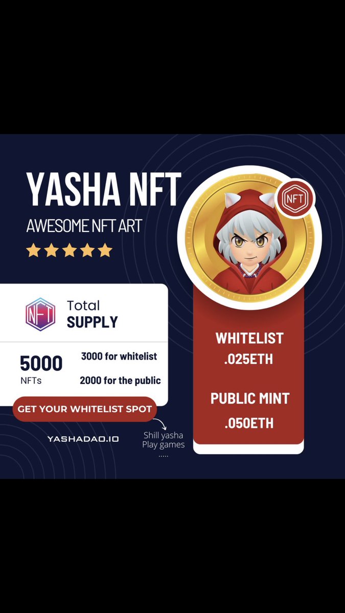 GusBessa's tweet photo. Iโm so stoked!! Won whitelist to #YASHADAO #NFT ๐๐. ! It gives us Ability to mint up to 15 #YASHA nfts that will be able to farm and produce more $YASHA tokens. Route to 500M Yasha tokens never been clearer! Free pre sales. ๐๐๐ฐ๐ฐ๐ธ
#YashaNFTfam #NFTMinting #NFTCommunity https://t.co/b9SrluuZ6s