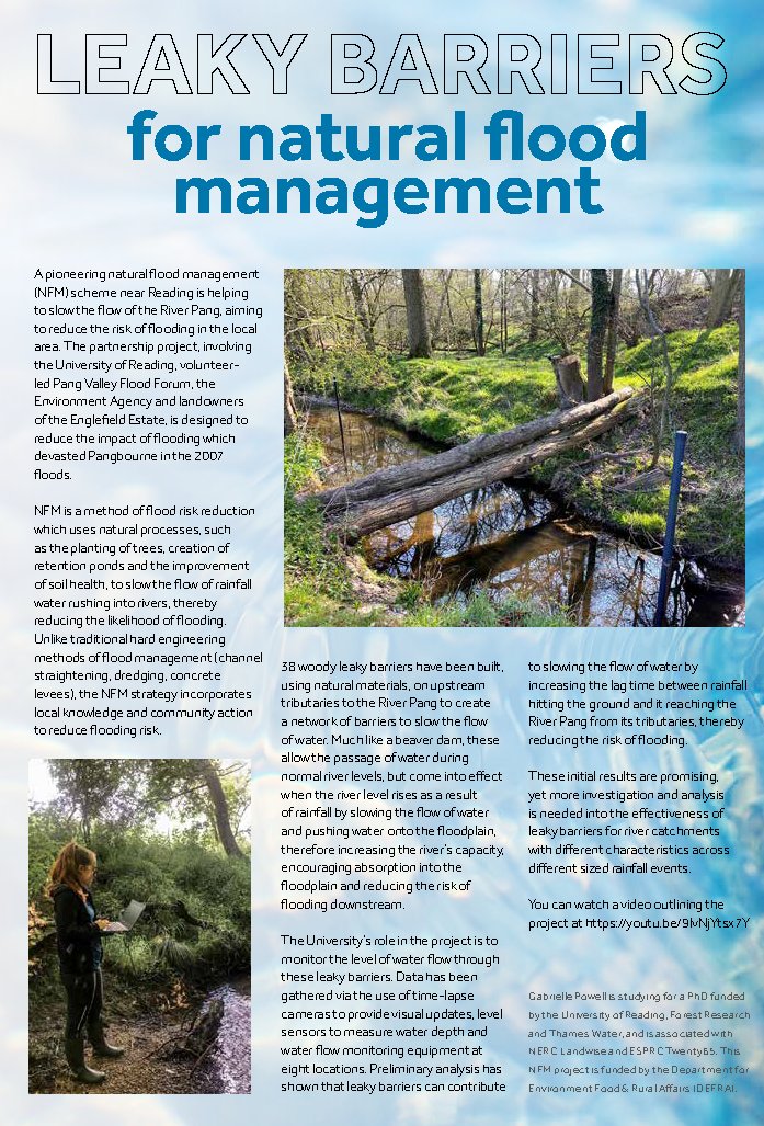 🪵 🌊Can flooding be managed more naturally?<a href="/GabbyPowellNFM/">Gabby Powell</a> <a href="/UniRdg_GES/">UoR - Geography and Environmental Science</a> shares about her PhD work on leaky barriers at the local Englefield Estate bit.ly/DRHighlights21