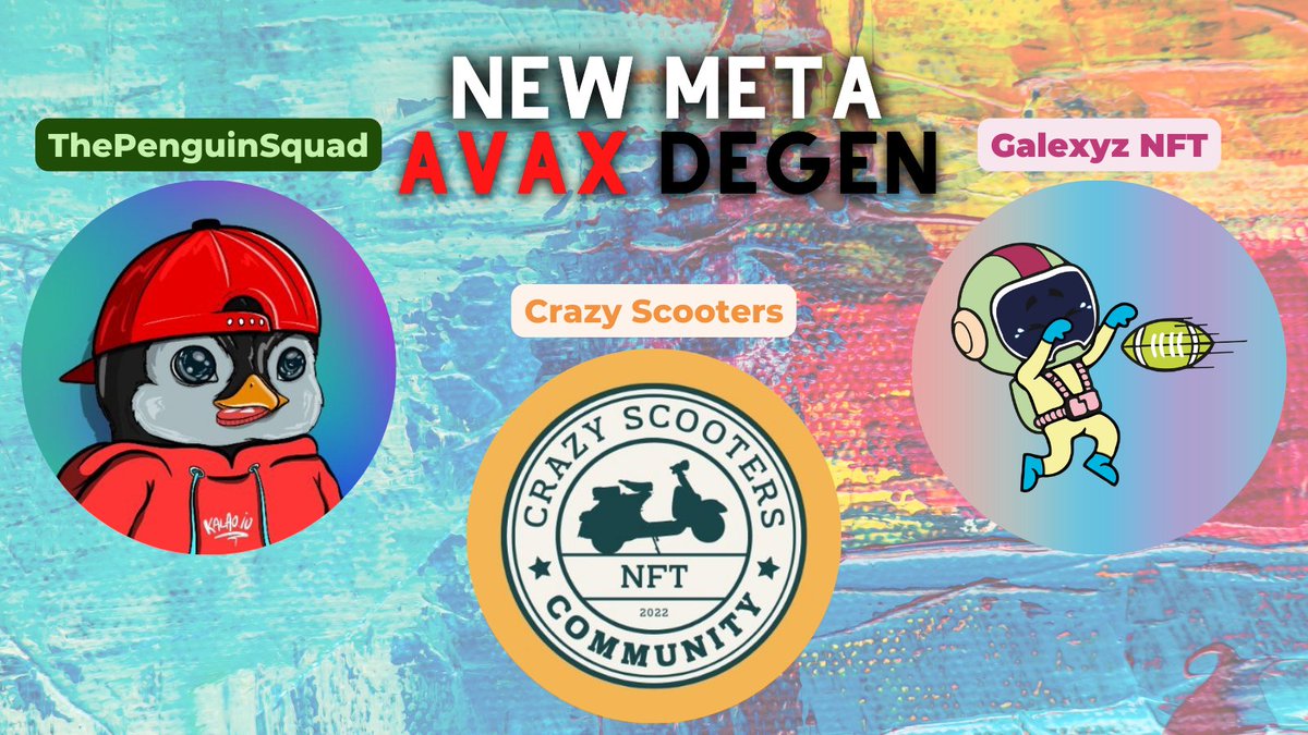 0x_tmdao's tweet photo. -----FREE  MINT -----

NEW META - AVAX DEGEN

Huge WL Giveaway

-@GalexyzNft- 20x wl
-@crazy_scooters- 10x wl
-@ThePenguinSqua1 - 5x wl

To Enter:

1️⃣ Like, RT
2️⃣ tag 2 friends
3️⃣ Follow - @0x_tmdao and ALL ACCOUNTS

👀 24 hrs

 #NFTs #Freemint #AVAXNFT #AVAXFREEMİNT #AVAXDEGEN https://t.co/0nF0L8GydW