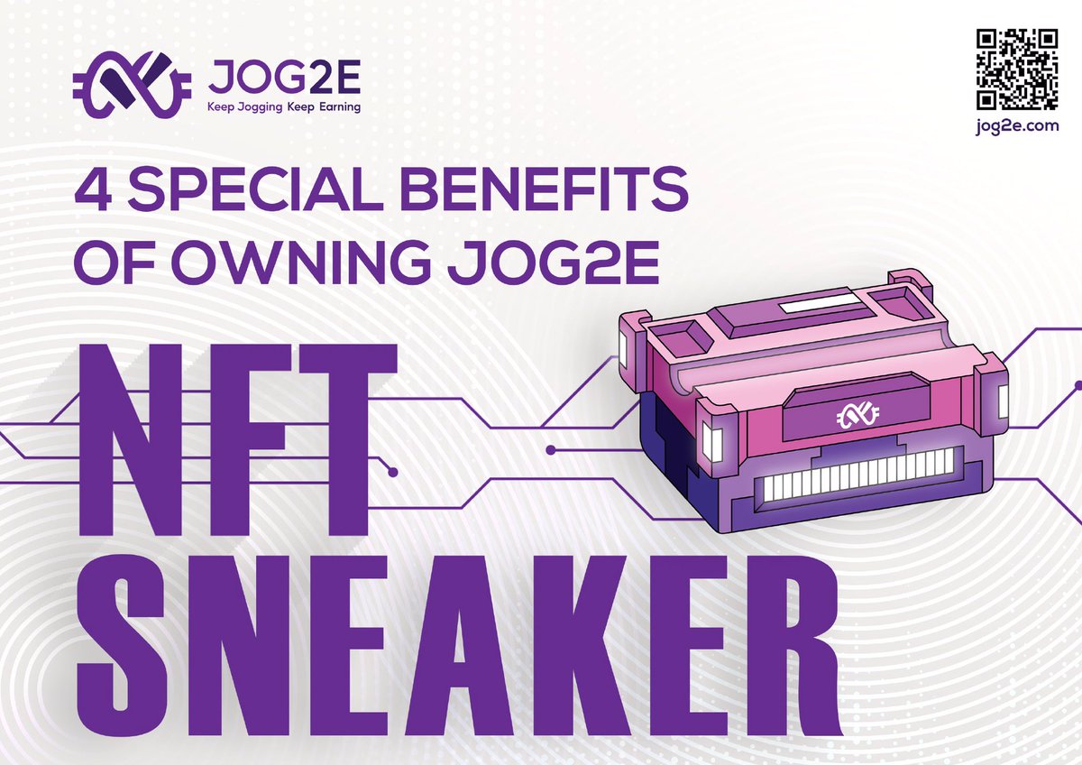 🎉4 SPECIAL BENEFITS OF OWNING JOG2E NFT SNEAKER🎉 
📌 You will need at least 1 NFT to start using JOG2E.
🎪 Using NFT to join many marathon competitions and special events
💰 Trading NFT on marketplace and obtaining high ROI
⭐ Renting idle NFT Sneaker to optimize revenue