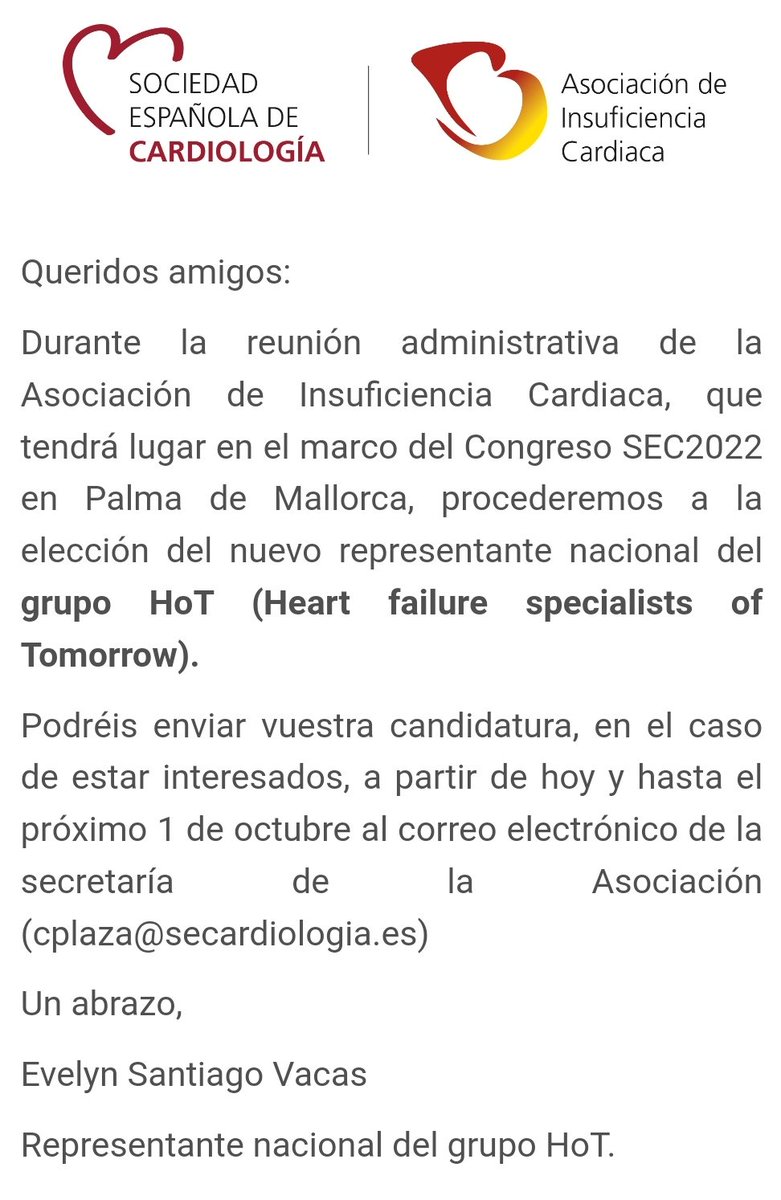 Durante el congreso de la SEC 2022 tendrá lugar el cambio del representante nacional del grupo HoT, animaros a presentar vuestras candidaturas!