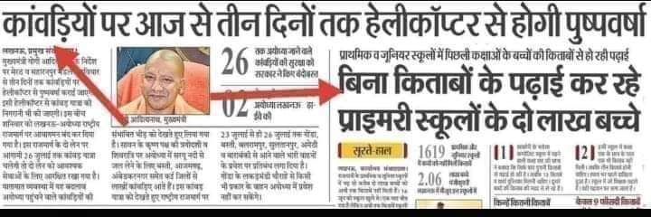 कैसा लगता है जब एक ही अखबार के एक ही पृष्ठ पर दो खबरें इस प्रकार से छपें.. ! अगर इस प्रकार की खबर पढ़कर भी आप आत्ममंथन नही कर सकते तो तुम एक सच्चे अंधभक्त हो! @Rp_Sattawan @IPS_Prahlad @Rajeshwari_Mina @IYC @UPGovt @PMOIndia