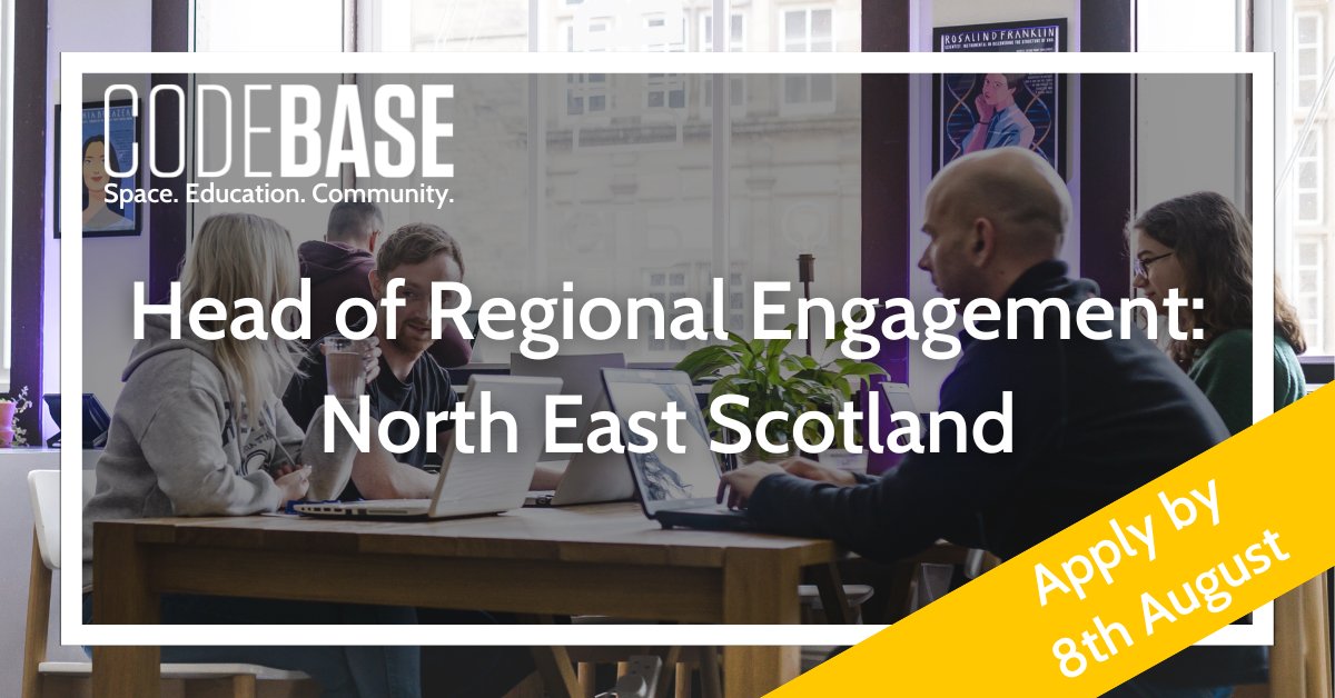 CodeBaseTech's tweet image. We're looking for a Head of Regional Engagement for North East Scotland ๐คฉ
This role involves leading a team at @ONECodebase, working with key partners to develop & grow engagement and building relationships throughout the tech ecosystem โจ
๐๐ผ๐๐พ๐๐ฝ
thisiscodebase.com/jobs-1/head-ofโฆ