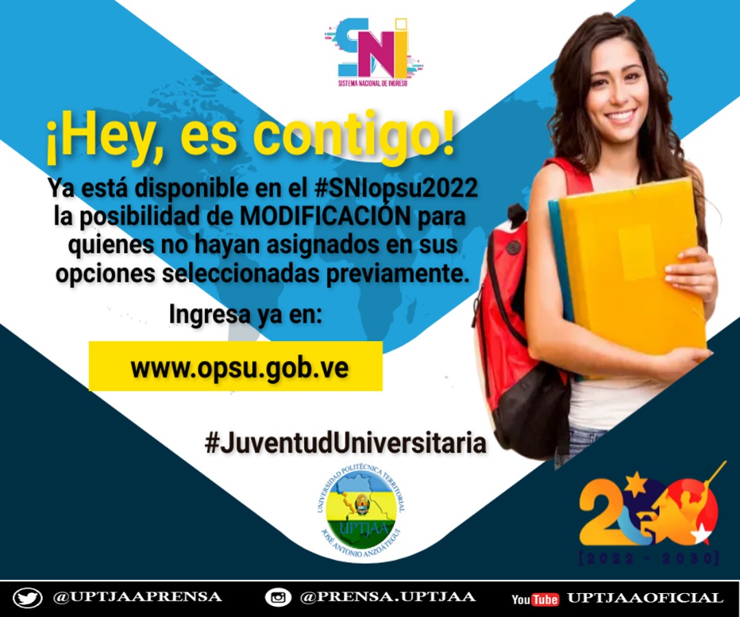 #SNIUniversitario2022 
#JuventdUniversitaria 
<a href="/mppeduniv/">@MPPEDUNIV</a> @TibisayLucena8
