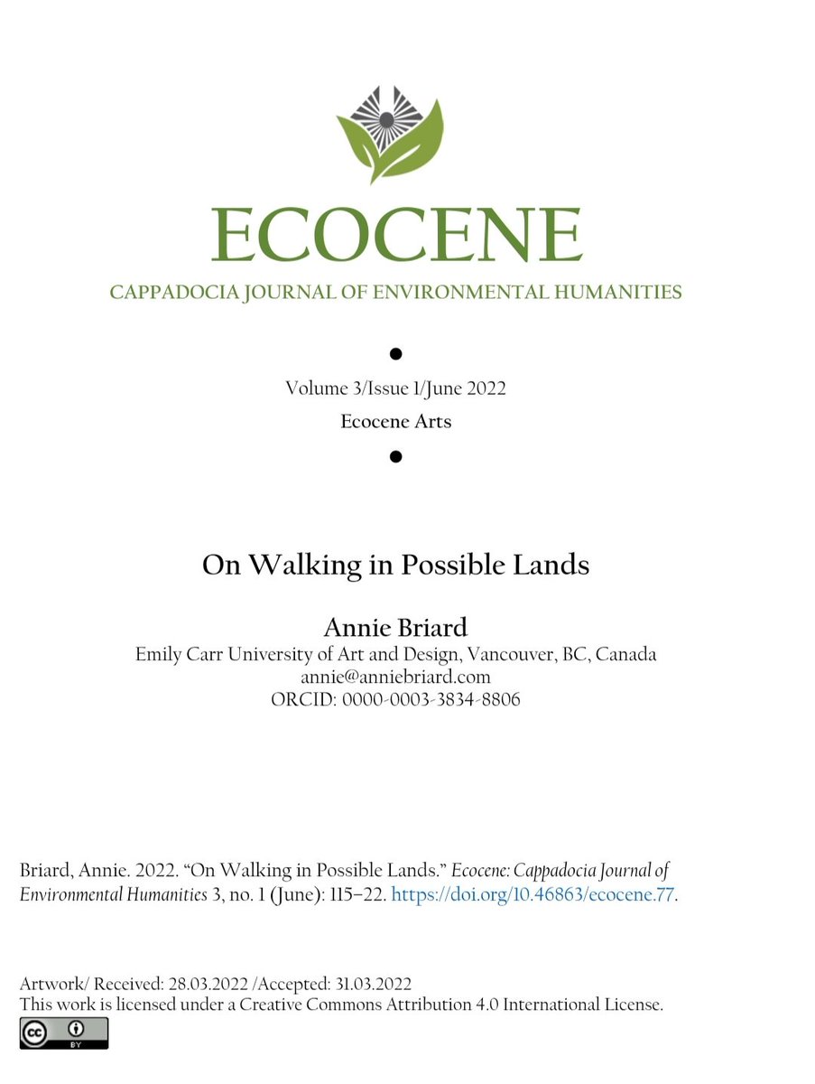 ecocene_journal's tweet photo. In this extended artist statement, creative researcher @AnnieBriard describes the importance of #walking the #land as a practice in phenomenological inquiry and to inform considerations for audience and #affect. 

Check the link for the full work.
https://t.co/UCAhXscIvL https://t.co/AMCQ8fufKL