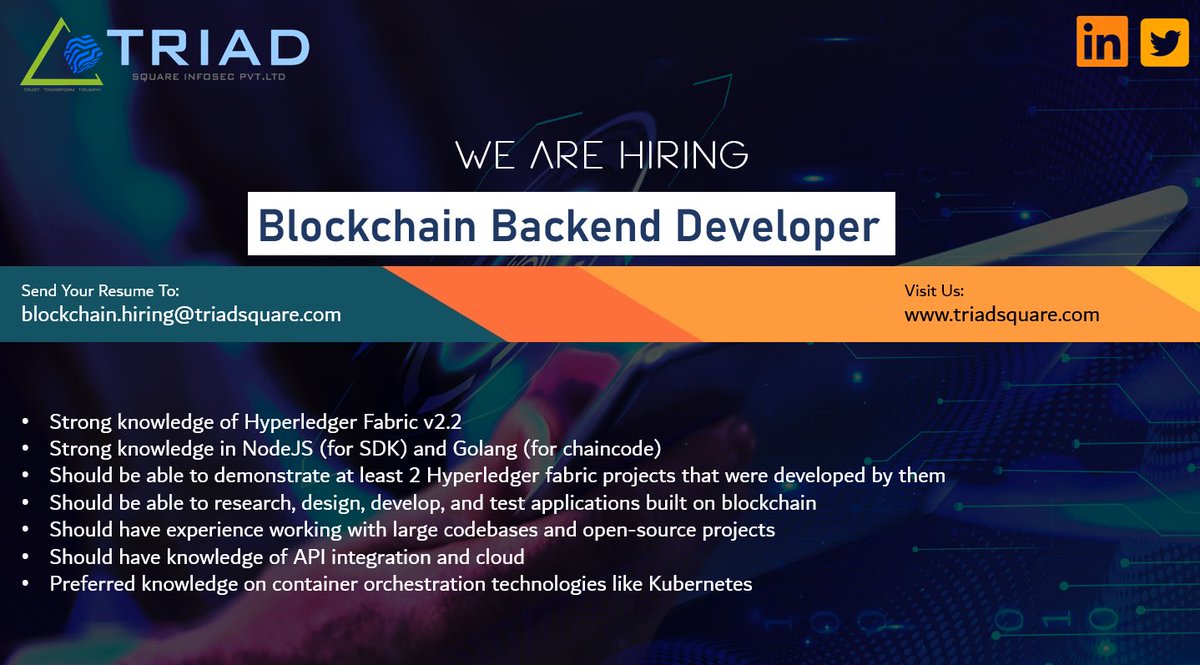 traidsquare1's tweet photo. Make your mark in the most emerging tech space with 67.3% estimated market growth by 2025.
#hiring #jobs #recruitment #jobsearch #job #nowhiring #recruitment #career #employment #careers #work #hr #hiringnow #jobseekers #blockchain #developers #blockchaindevelopers https://t.co/8zpGjKHZFW