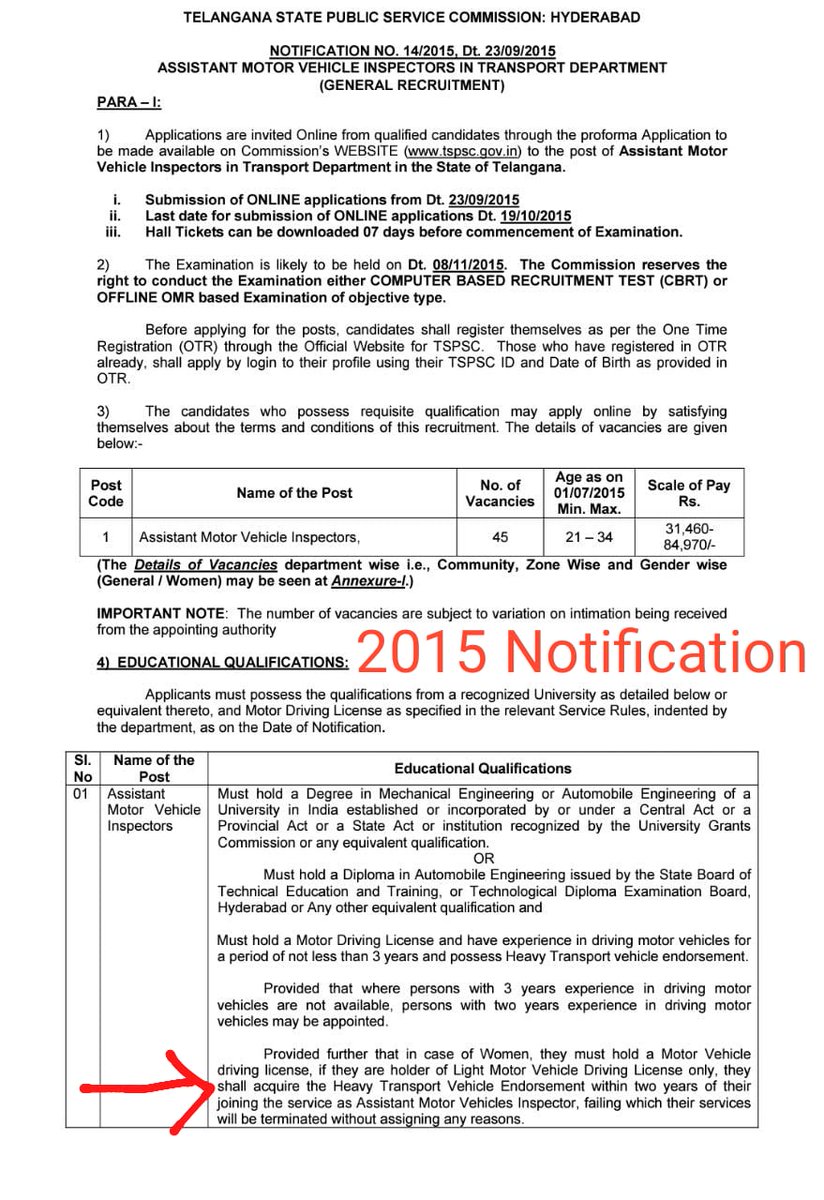 KoonaShreya's tweet photo. @trspartyonline @puvvada_ajay @KTRTRS @puvvada_ajay Sir,as per the notification of Assistant Motor Vehicle Inspectors most WOMEN in TS will be ineligible.Earlier,there was time given in taking the Heavy driving licence but as per new notification it is mandatory as on the notification date.Pls do consider 🙏 https://t.co/GiDUj1CiBl