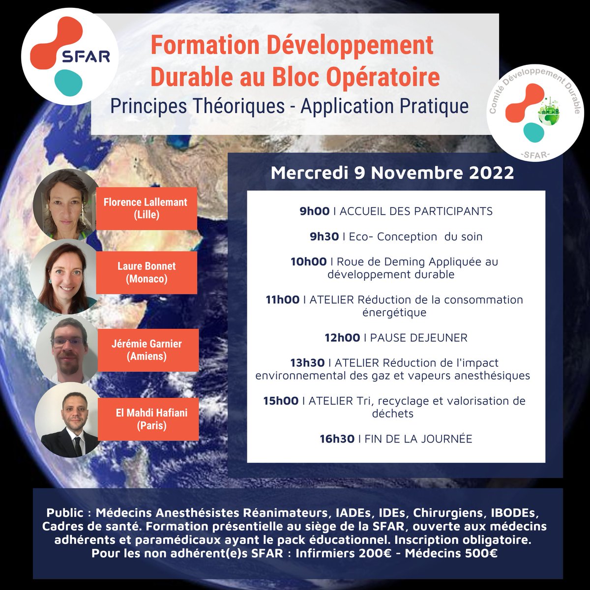 📆 Vous avez manqué la 1ère ? Une 2ème formation sur le Développement Durable au bloc opératoire arrive le 09/11/2022 !

💸 Gratuit pour les adhérents et les packs éducationnels

📝 Inscription obligatoire : sfar.org/evenement/form…

<a href="/AJARFrance/">AJAR France 🇫🇷</a> <a href="/SyndicatSnarf/">SNARF</a> <a href="/SFARJeunes/">SFAR Jeunes</a> <a href="/SNPHARE/">SNPHARE</a>