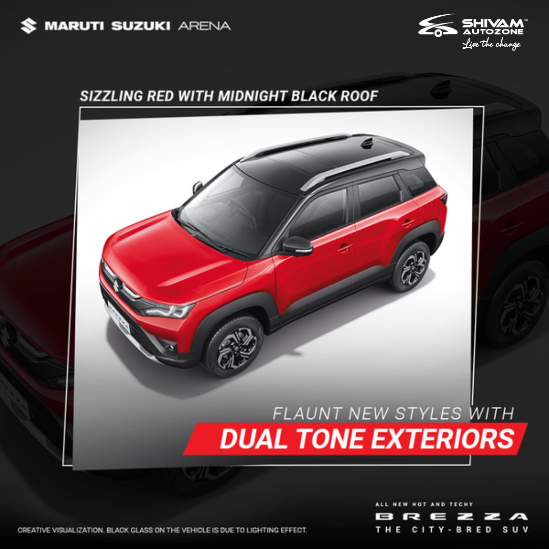 ShivamAutozone's tweet photo. Let the #TheBrezzaEffect flaunt your evolved sense of style with the Dual Tone Exteriors of the All-New #HotAndTechyBrezza. ✌️ 😎  💕

Click: https://t.co/NT0CFQ2K5c
Call @ 8082 666333

#brezza2022 #newbrezza #HotAndTechy #TheCityBredSUV #DualTone #Exteriors #Trending #Mumbai https://t.co/nkydxnK8v2