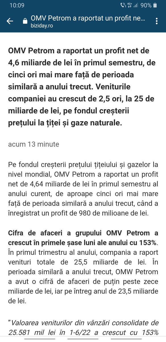 Creștere de 5 ori a profitului si cu 153% a cifrei de afaceri.
Prețul la pompă tot sus este.
