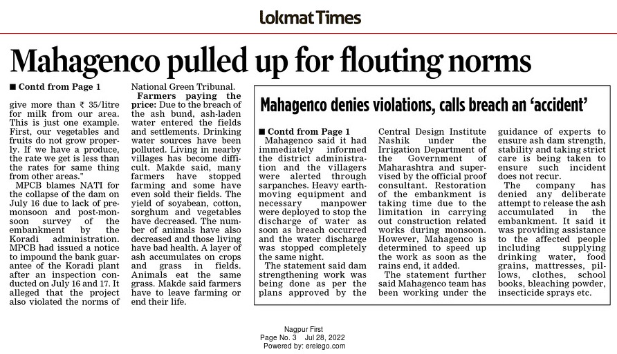 LokmatTimes_ngp's tweet photo. Mahagenco's careless attitude has polluted the environment in and around Koradi
#ashbund #ashpond #AirPollution #pollution #KTPS
@CPCB_OFFICIAL
@connectMSPGCL
@mpcb_official
@mehashar
@vijayjdarda
@wordsmith01
@nknayak17 https://t.co/fGHuMd0CvL