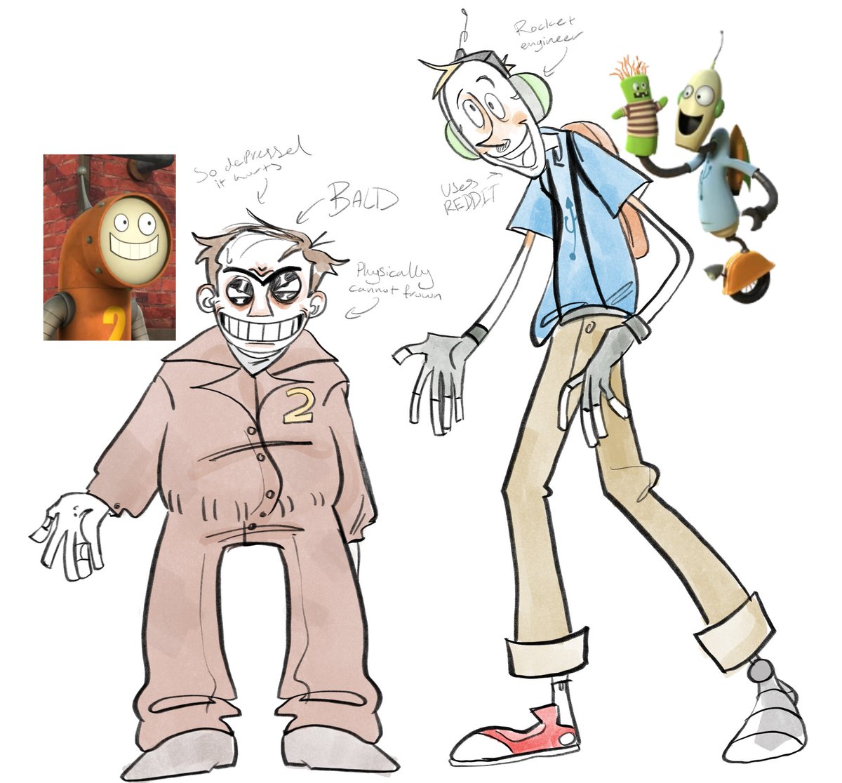 C0nniption's tweet image. Robot And Monster humanisations I made for funzies