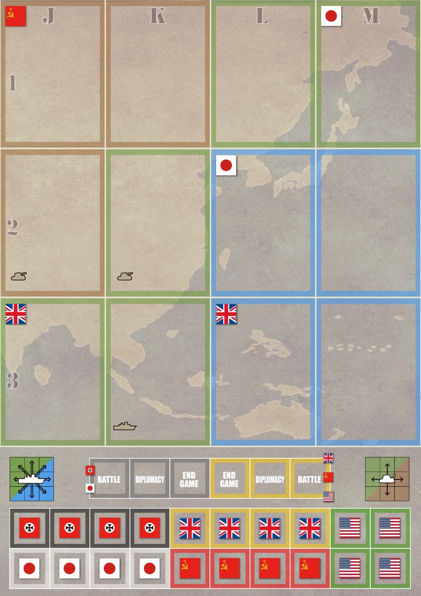 wildjcrt's tweet photo. **#boardgame design note 隨筆**
設計 v.s. #DEI
右圖是「150桌遊展」販售版本，左圖是 #2Plus 開發中版本。
在與 2Plus 討論設計時，特別提到對於色弱玩家友善程度。原本的棕綠藍框無法分辨，而滿格的綠紫藍，好看但同樣不及格，因此在格子底部，放上方塊、三角、波浪線條，來兼顧美觀與識別無障礙。 https://t.co/7f7skDCK77