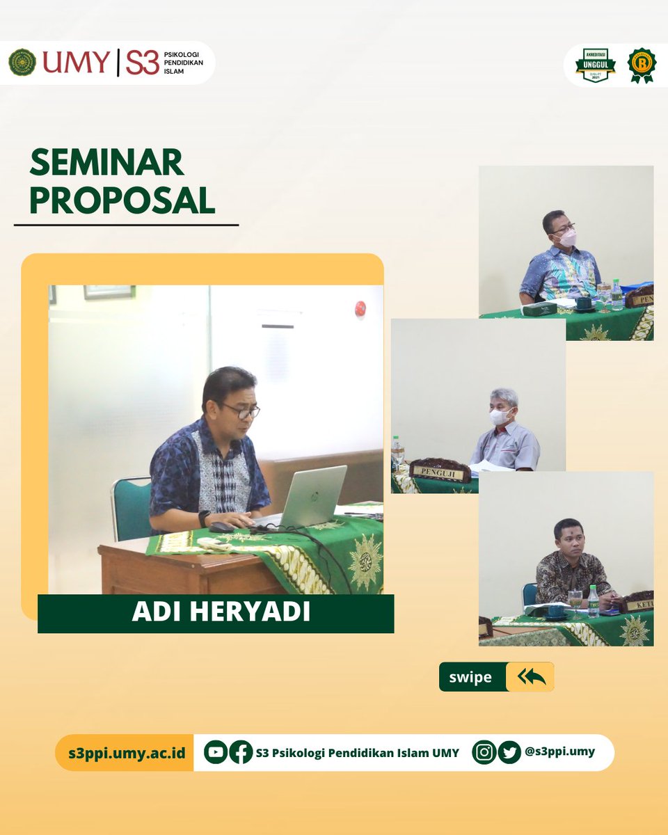 S3PPIUMY's tweet photo. [ Seminar Proposal ]

Telah dilaksanakan Seminar Proposal atas nama Ahmad Hidayat, Adi Heryadi, Rochman Basuki, dan Hafizh Zain Abdillah pada Rabu (28/07).

Selamat, semoga sukses dan lancar dalam melanjutkan penelitian!

#kampusmudamendunia #umyogya  #pascasarjanaumy #ppiumy https://t.co/oif4504gVv