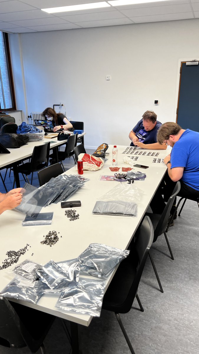 frederikbove's tweet image. Yesterday’s @Fri3dCamp sweatshop preparing the game-adon and some workshops. Next week we will start packaging and flashing the badges. #fri3dcamp2022 on the way. Thx to everyone for the work