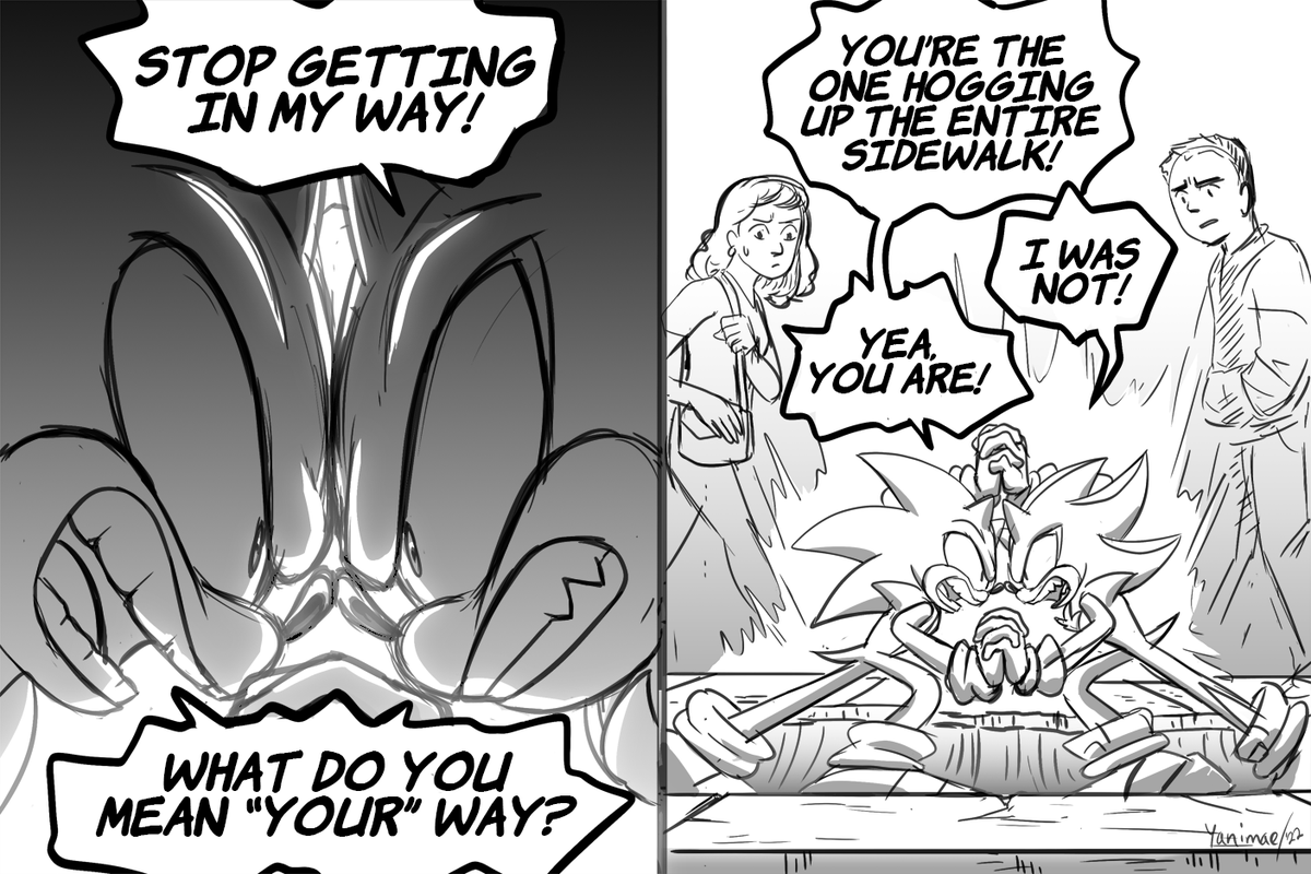 SpeedOfSoundArt's tweet photo. A short Sonic and Shadow comic about sidewalks. https://t.co/SaOY93pU7e