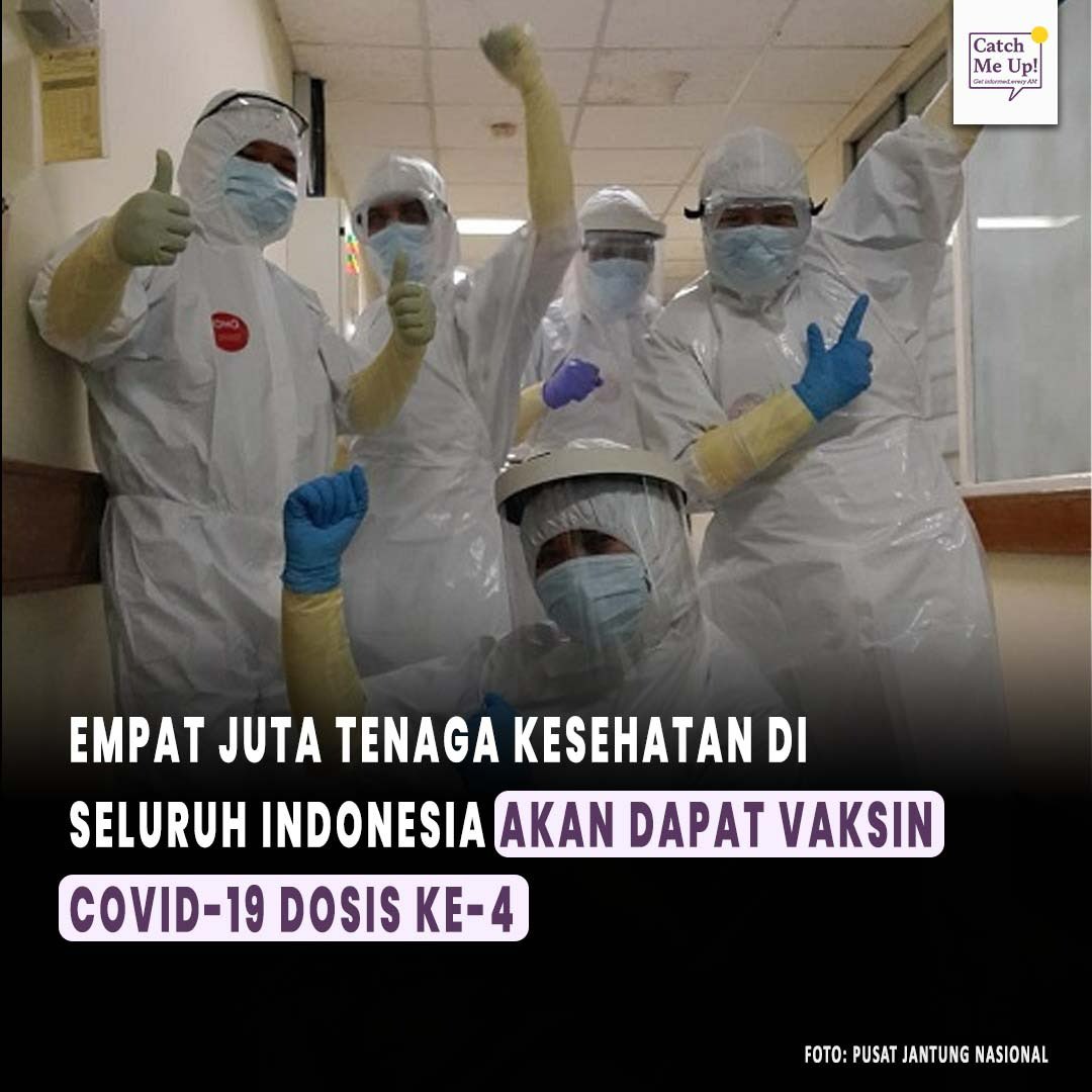 catchmeupco's tweet photo. Sebanyak empat juta tenaga kesehatan di seluruh Indonesia akan mendapat dosis keempat vaksin Covid-19 dalam waktu dekat. Menteri Kesehatan Budi Gunadi Sadikin menjelaskan, meski saat ini vaksin booster dosis ketiga telah berlangsung,~ https://t.co/lGrYCEKsmg