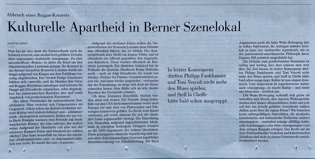 In 1 Wort: Intoleranz.

Die Illiberalen sind eben überall.

<a href="/NZZ/">NZZ</a>