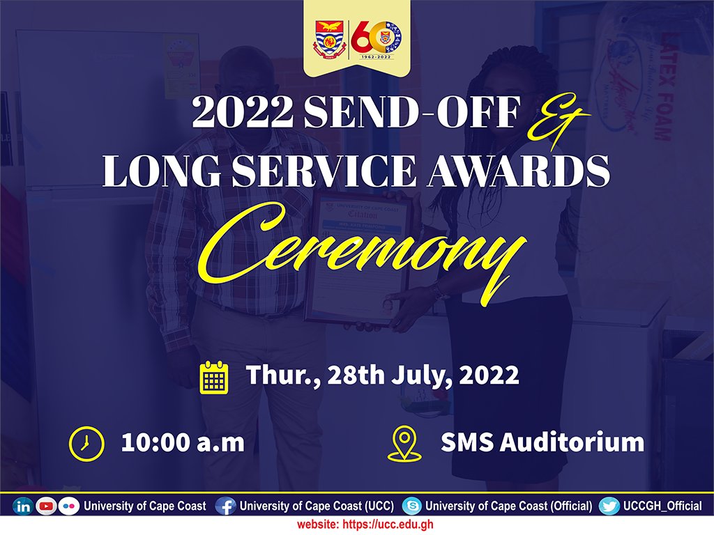 UCCGH_Official's tweet photo. 2022 SEND-OFF AND LONG-SERVICE AWARDS CEREMONY. #UCC #CapeVars #UniversityofCompetitiveChoice #uccat60 #longserviceaward
Read more at... https://t.co/YpP8OTbnOO https://t.co/kBtnf5qlu3