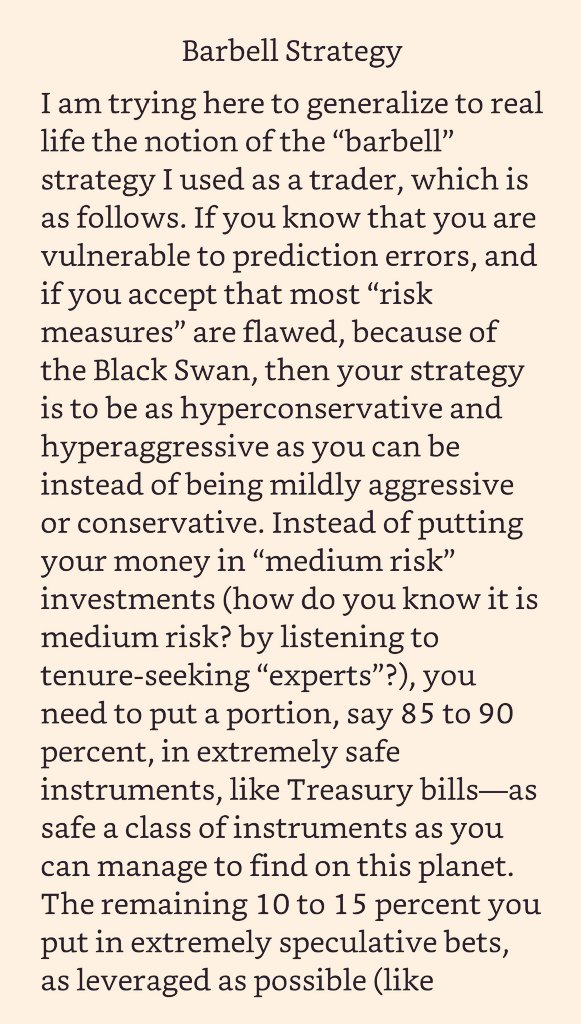 dnahinga's tweet image. #PracticeNotes:

Barbell Startegy. 

The answer is not binary: Rural or Urban?

The answer is BOTH. One foot in the rural with maximally safe investments and one foot in the City with Speculative Investments

Be like God. It says the Earth is his footstool but he sits in Heaven