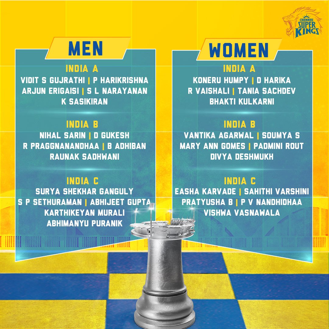 Chennai Super Kings on X: Shine On Champs! 🥇🥈🥉 The 🇮🇳 Heroes of the  Chennai Chess Olympiad 2022! 🤴🏻👸🏻 #WhistleForChess ♟️   / X