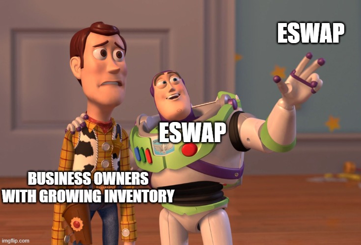 eSwapGlobal's tweet image. eSwap has a quick and easy solution for you. Store and track with #eSwap and get multi-channel order management, automate your workflow with a click, and much more. Do yourself a favor, and use eSwap. 😉

#eSwap #inventoryoverload #catalogmanagement #shipping #warehouse
