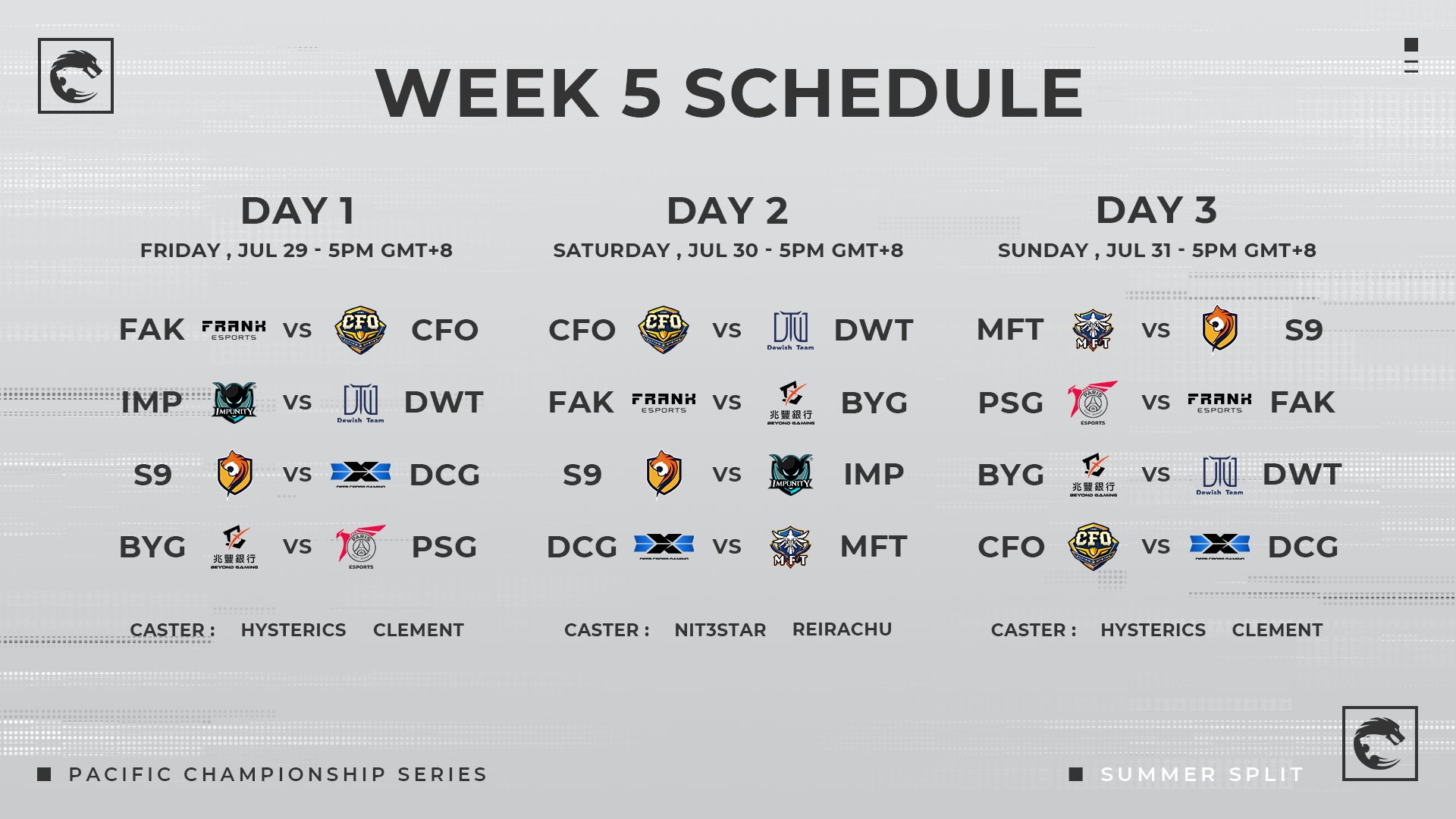 PCS Summer2022 on Twitter "The schedule for 2022 PCS Summer Split