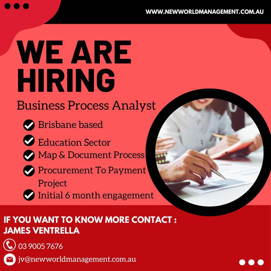 You might be the one we are looking for.

Apply now or refer a friend!

#businessprocessanalyst #brisbane #brisbanejobs #brisbanecareers #nwm #newworldmanagement #coupa #p2p #procurementtopayment #procurement #supplychain
