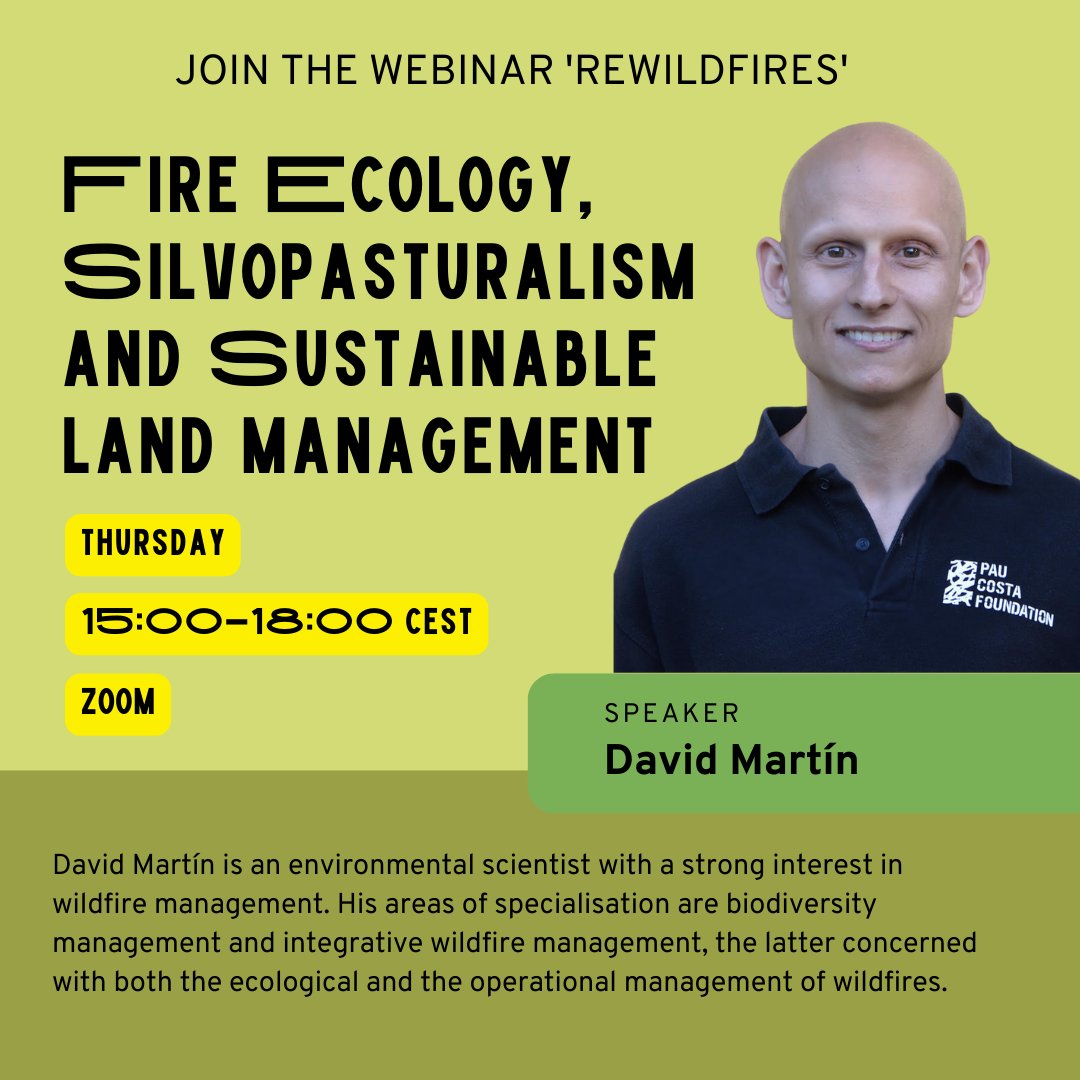 PauCostaF's tweet photo. 📣Today, David Martín from #PCF, will participate in the webinar "Rewildfires".
🗓️At 4h CEST
📍Online
Martín will answer questions regarding #FireFlocks @ramatsdefoc
Learn more📲https://t.co/PrHHO1Zxtd https://t.co/GurXDwyz2P