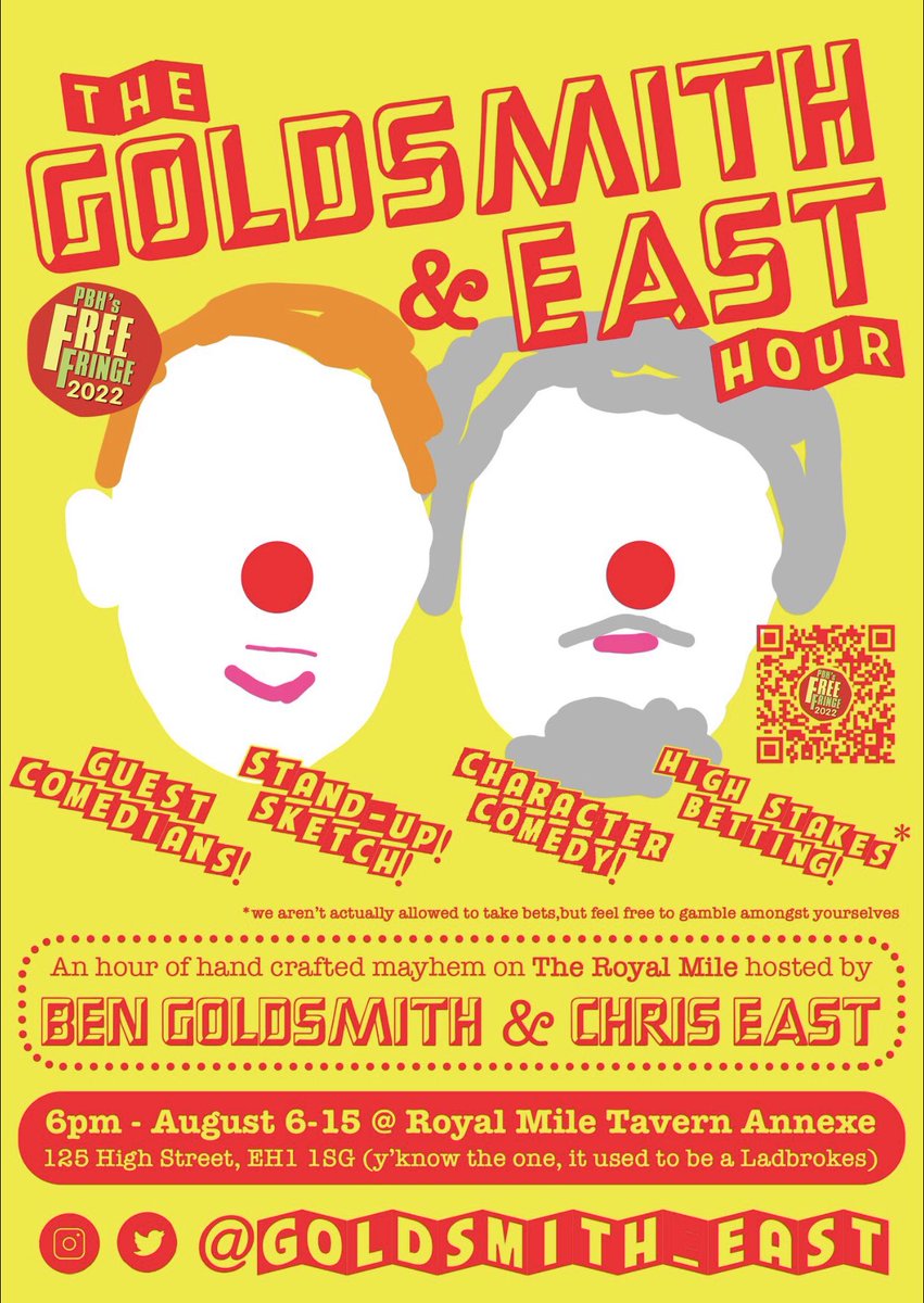 Okokok
I’m going to #EdFringe2022 next week, I’ll be doing 3 shows. This is my tweet promoting that. Thanks. Please come. Please share. <a href="/filmclubimprov/">filmclubimprov</a> <a href="/thedipcomedy/">The Dip Comedy</a> <a href="/Goldsmith_East/">Goldsmith & East</a>