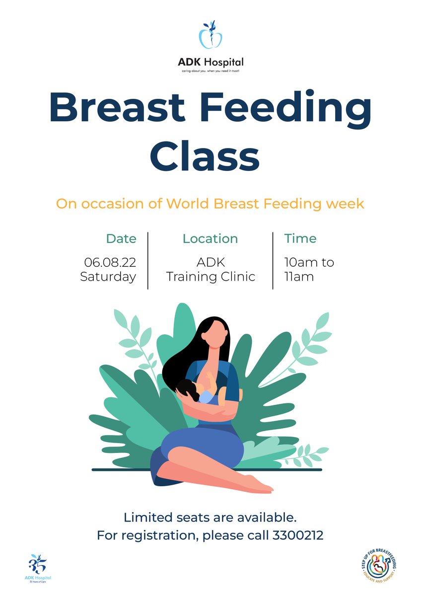 ADKHospital's tweet photo. Spread the word, we are hosting a Breast Feeding class!

Limited seats are available.
For registrations please call 3300212

#WBW2022
#educateandsupport
#ADK35 https://t.co/EdQcOt9vaB