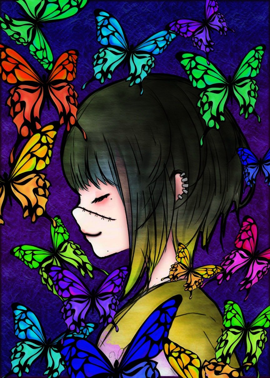 Bangs Kazuto Happiness Is Like A Butterfly イラスト Illustration 絵 Art Drawing Artwork Illust オリジナルイラスト 絵描き イラストレーター Draw アート 女の子イラスト Painting Bangs Butterfly 蝶 T Co