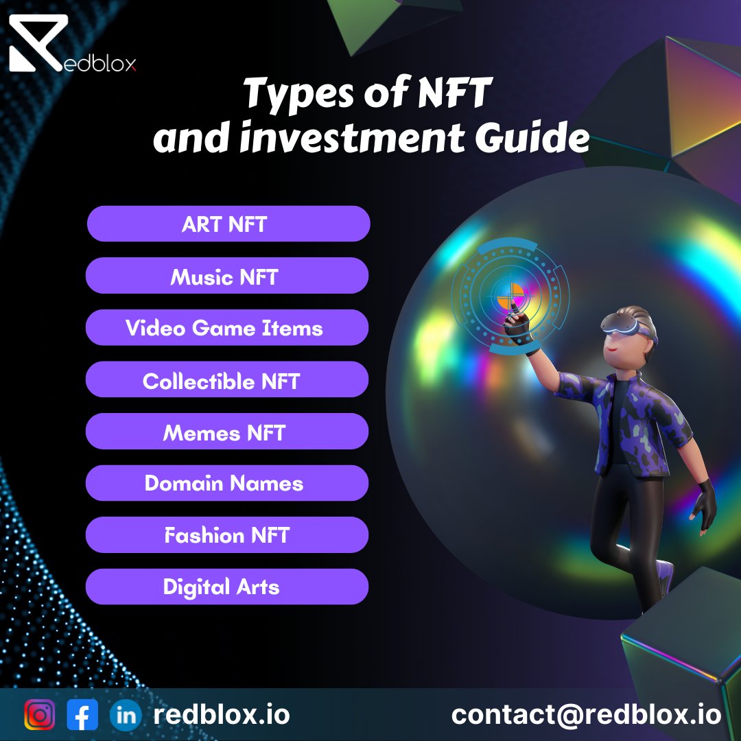 RedBloxIO's tweet photo. Types of NFT and Investment Guide.
Visit: https://t.co/8T7VvROlTD
#redblox #nft #typesofnft #nftdrop #artnft #musicnft #gamenft #collectablenft #memesnft #domainnamenft #fashionnft #digitalartsnft #explorepage #blockchain https://t.co/VF4QEFanQa