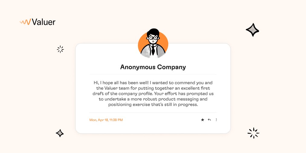 Valuer.ai (@valuerai) on Twitter photo We – Amongst a ton of other things, analyze, describe, and enrich data on startups for our #customers. 💾
And when startups return with #feedback like this, it makes our world. 🔽 We – Amongst a ton of other things, analyze, describe, and enrich data on startups for our #customers. 💾
And when startups return with #feedback like this, it makes our world. 🔽