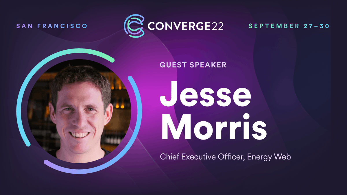 jerallaire's tweet photo. Announcing that @energywebx's CEO @ja_morris is joining us in Sept for Converge22 in San Francisco.  Come hear how EnergyWeb is building on decentralized tech to decarbonize the planet.  https://t.co/AmfsNQUSVh https://t.co/2uRbUIJnH8
