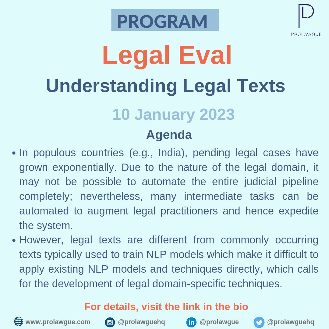 ProlawgueHQ's tweet photo. Legal Eval is organising a #program on Understanding Legal #Text. ๐ฅ๐ฏ๐
For instant updates on such opportunities/events/knowledge material, join our WhatsApp group atย https://t.co/VU2g24zSK7.
For details, visitย https://t.co/rqpVx3VMSa
#prolawgueย #legalseriesย #podcast #legal https://t.co/2vPRDP7lQJ