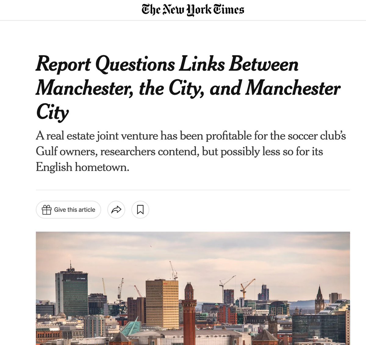 InvisibleMapper's tweet image. What's going on at the Manchester Evening News?

Our public interest report on the deal between Abu Dhabi + Manchester City Council featured in national + international media

But nothing from the city's own newspaper (yet)...really concerning @MENnewsdesk. Why not cover?