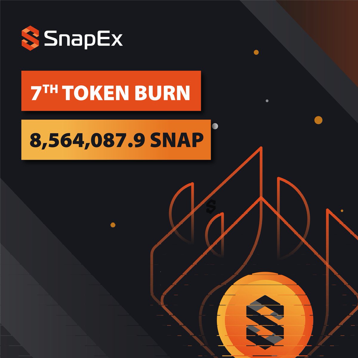 snapexofficial's tweet photo. We have completed our 7th token burn of 8,564,088 #SNAP tokens. 

Up to now, a total of 25,113,825 of SNAP Tokens have been repurchased and burned.

7th SNAP Token Burn Txid:
https://t.co/ABbntfiLlJ https://t.co/FHKyzsORsx
