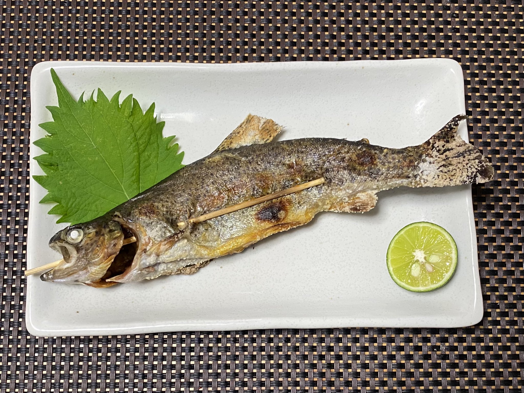さかな芸人ハットリ 北海道産ニジマスの塩焼きです 美味しいに決まってるやつー 1日1食外来種 T Co Ednxgrjjcc Twitter