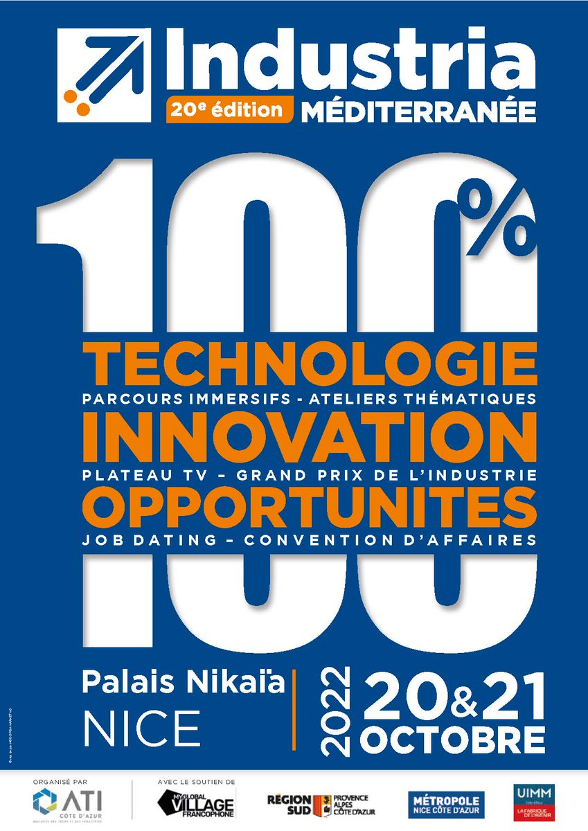 Salon INDUSTRIA 2022 ! 
Aujourd'hui, zoom sur un thème du salon ; la maintenance industrielle.
Objectif : optimiser votre production en passant du dépannage urgent au zéro dépannage.

Réservez votre stand ici : industria-mediterranee.fr
Plus d'information : industria@mobilexpo.fr