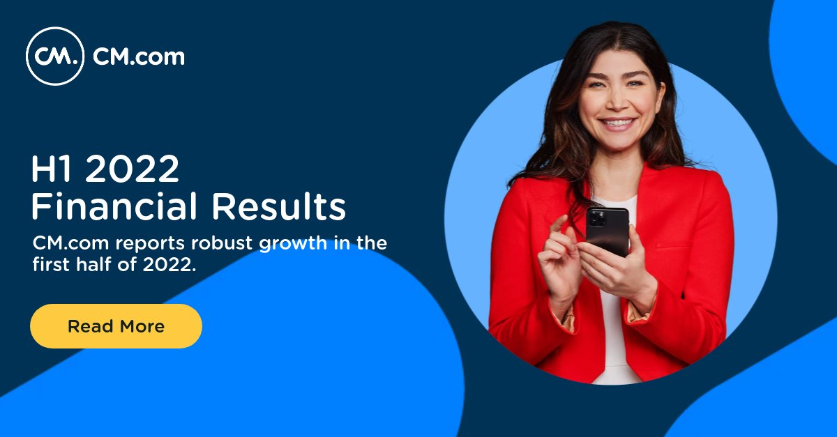 CM.com reports robust growth in the first half of 2022.

Read our H1 2022 Financial Results here: cm.com/investor-relat…