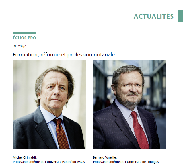 [Lextenso] N'attendez pas pour lire la tribune de Michel Grimaldi et Bernard Vareille : « Formation, réforme et profession notariale » ▶️ lext.so/siteDEF209j7

📢 En « Avant-première » accédez à l'Échos pro du #Defrénois 34 du 25 août 2022
#notaire #formation #INFN